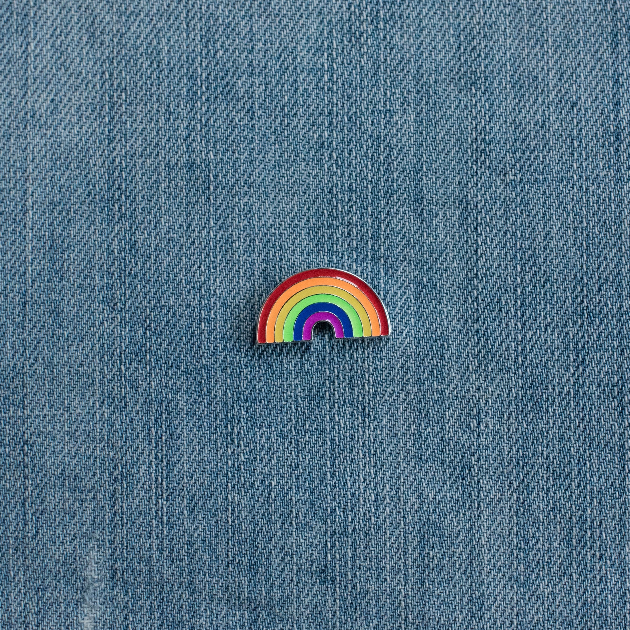 Rainbow Enamel Pin Denim